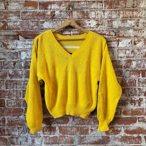 Vibrant Yellow V-Neck Sweater